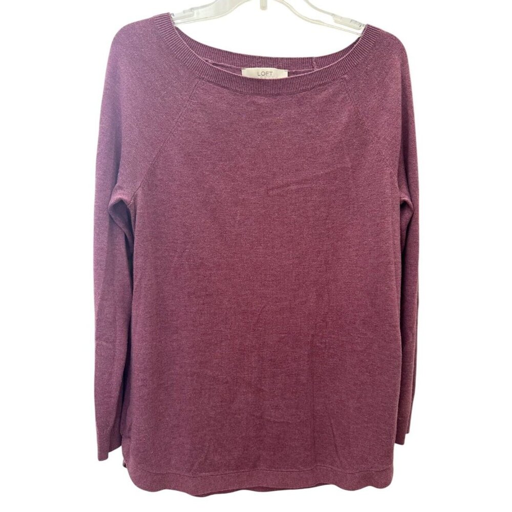 Loft Women's Raspberry Tunic Boatneck Sweater Size Large
